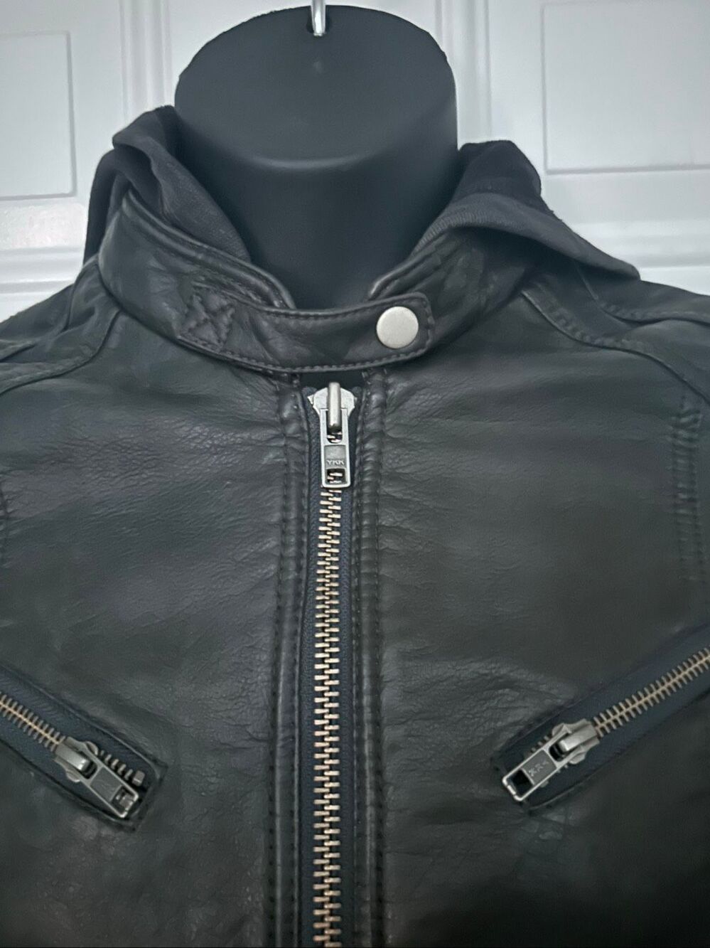 NWOT Free People We The Free Women's Black Vegan Leather Biker Moto Jacket Small - Picture 4 of 12